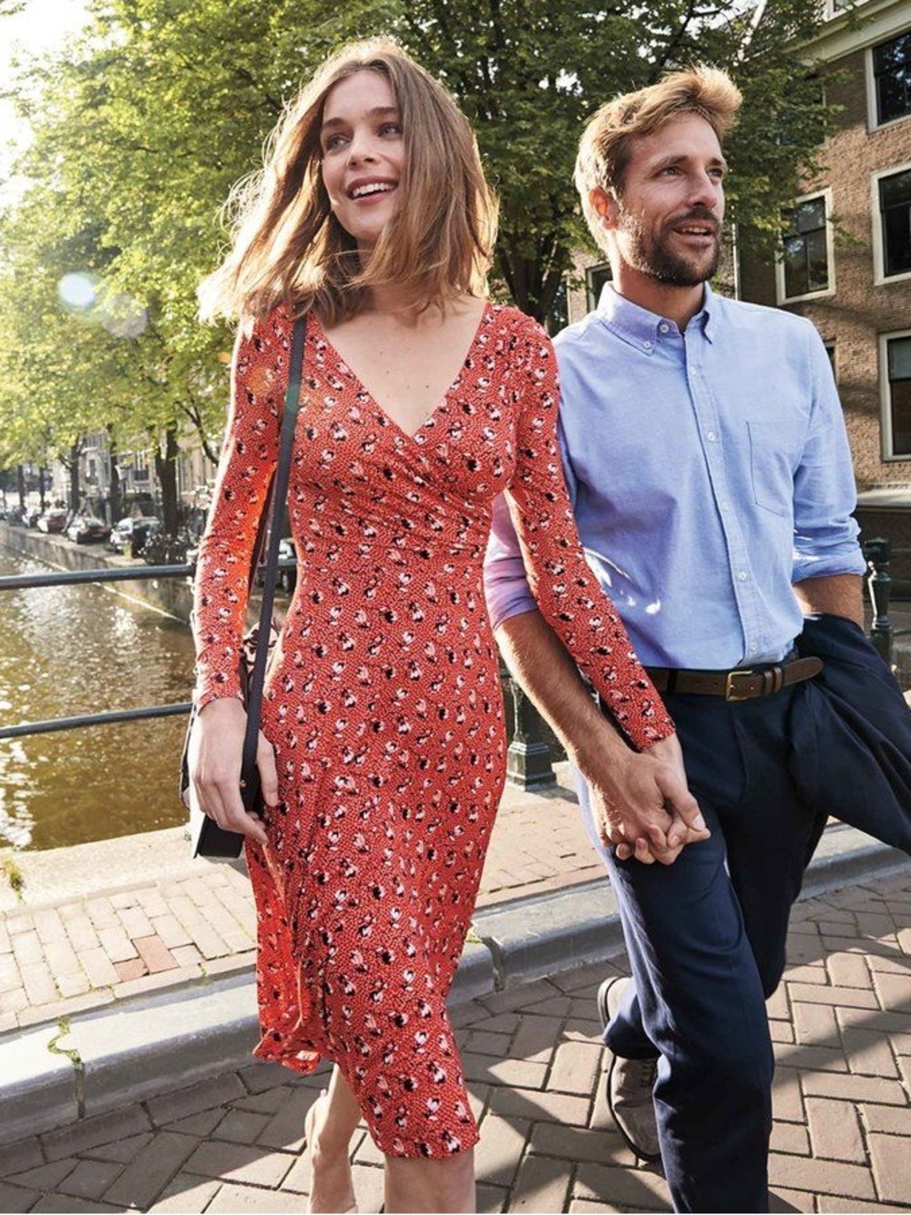 Boden Floral Red Floral Wrap Midi Dress - Women US size 8